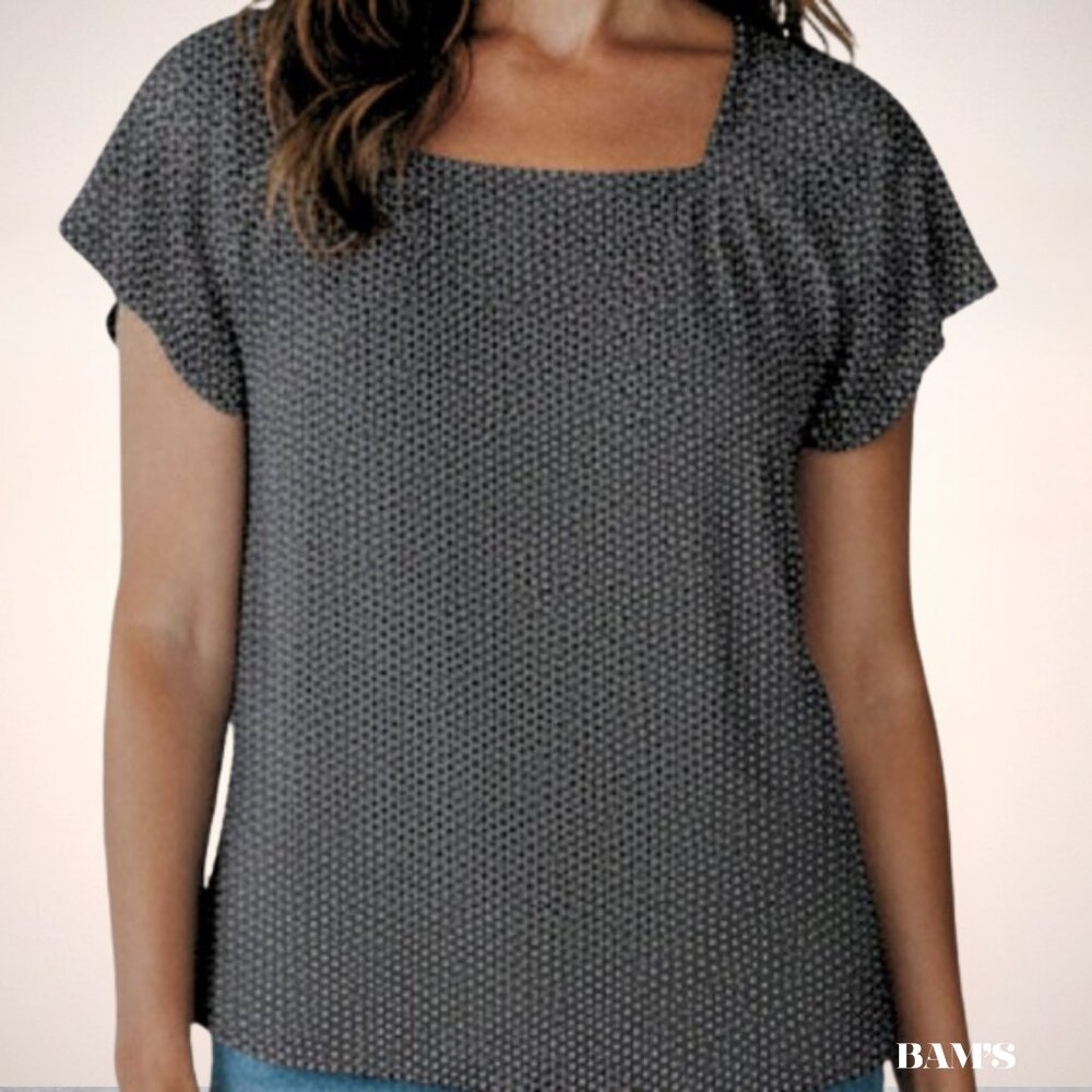 LOFT | Ann Taylor| Black White Micro (Polka) Dot‎ Blouse